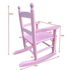 Light Pink Wooden Children's Rocking Chair – Indoor/Outdoor Populus Wood Rocker for Kids