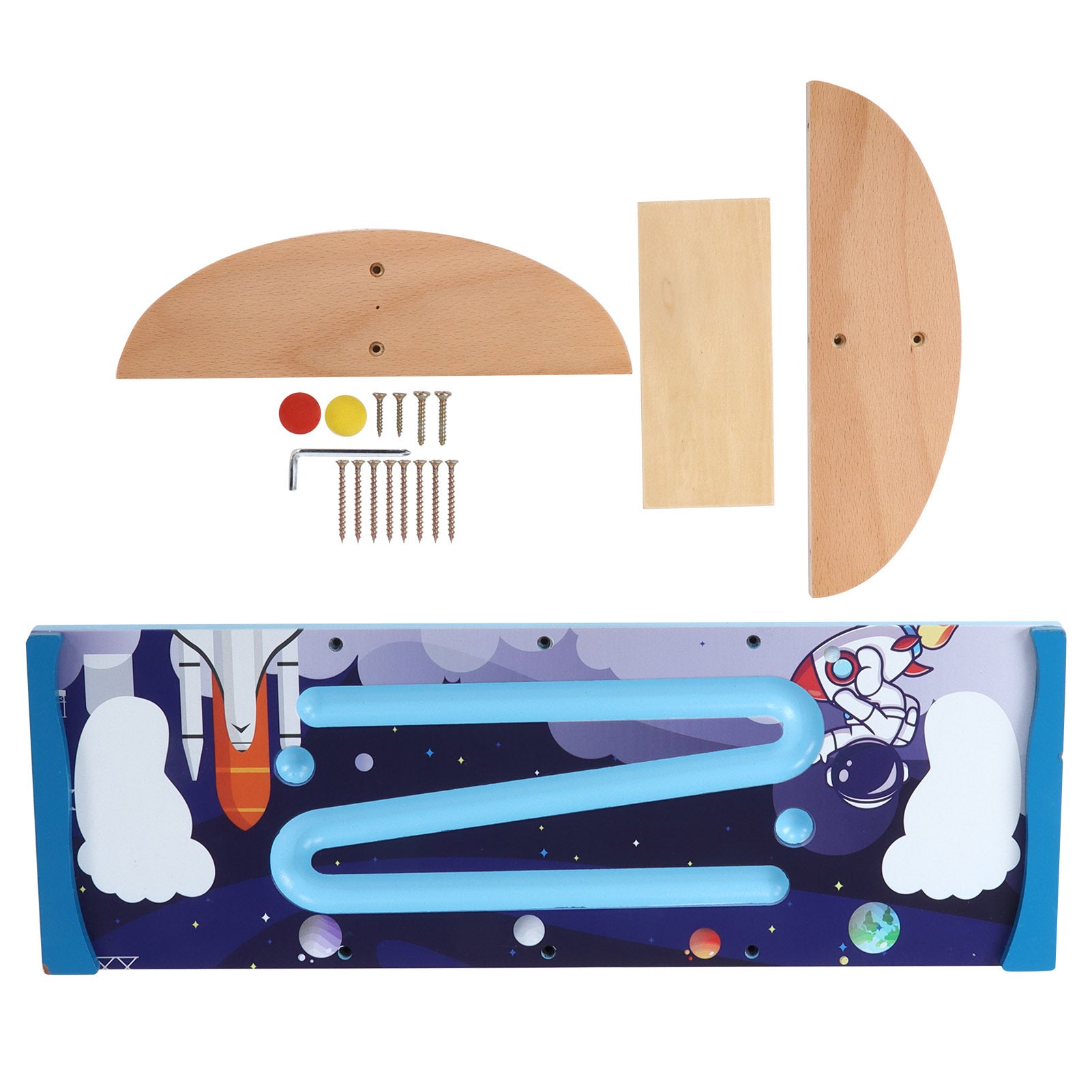 Wooden Balancing Board for Kids – Under Desk Anti-Slip Roller Balance Trainer | Develops Coordination & Core Strength