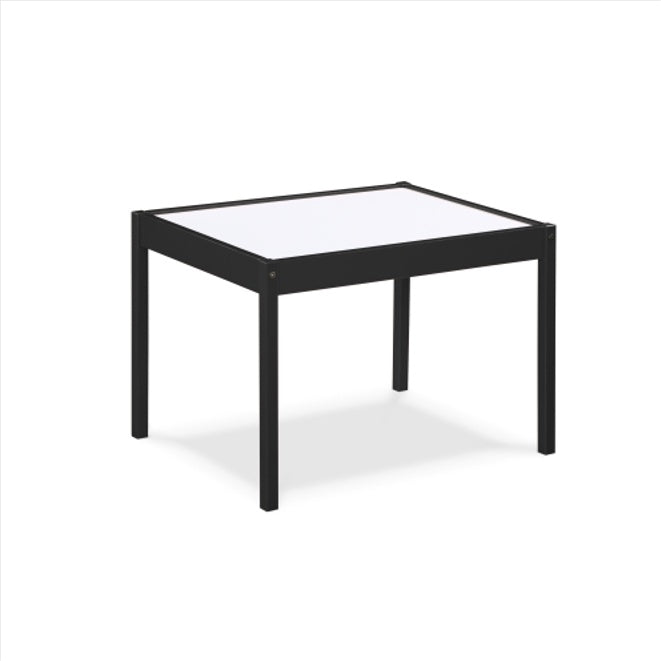 Kids Dry Erase Table & Chair Set, 3-Piece Wooden Activity Table with Chairs, Black, Gibson