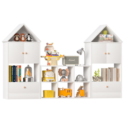 Versatile Children's Bookshelf with House-Shaped Design – Multi-Functional Storage Organizer for Books and Toys, Adjustable Placement, Durable MDF Construction, Easy Assembly, Safe for Kids