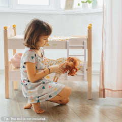 Wooden Baby Doll Bunk Beds – Stackable Cribs for 18-Inch Dolls | Fits American Girl Dolls | Yellow | 21.7 x 11.9 x 18.1 inches
