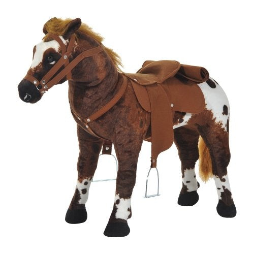 Sound-Making Ride-On Horse for Toddlers 3–5 – Plush Toy with Neighing & Galloping Sounds, Padded Seat, Brown