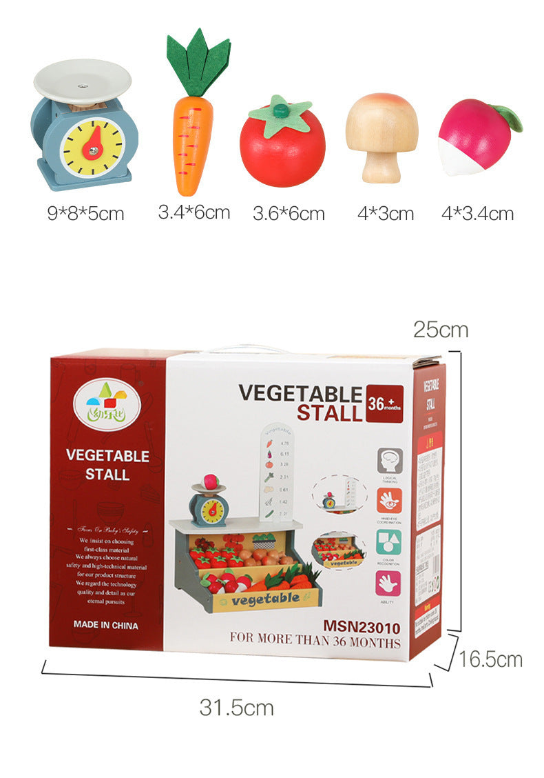 Robud Wooden Pretend Play Preschool Toy for Kids Aged 3+ | Wooden Supermarket Vegetable Store| Durable Educational Playset for Girls & Boys