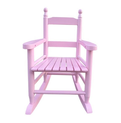 Light Pink Wooden Children's Rocking Chair – Indoor/Outdoor Populus Wood Rocker for Kids Light pink