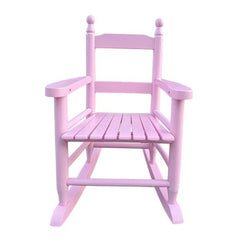 Light Pink Wooden Children's Rocking Chair – Indoor/Outdoor Populus Wood Rocker for Kids Light pink