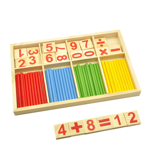 Wooden Math Sticks Montessori Toys, Early Learning Educational Counting & Number Skills for Toddlers