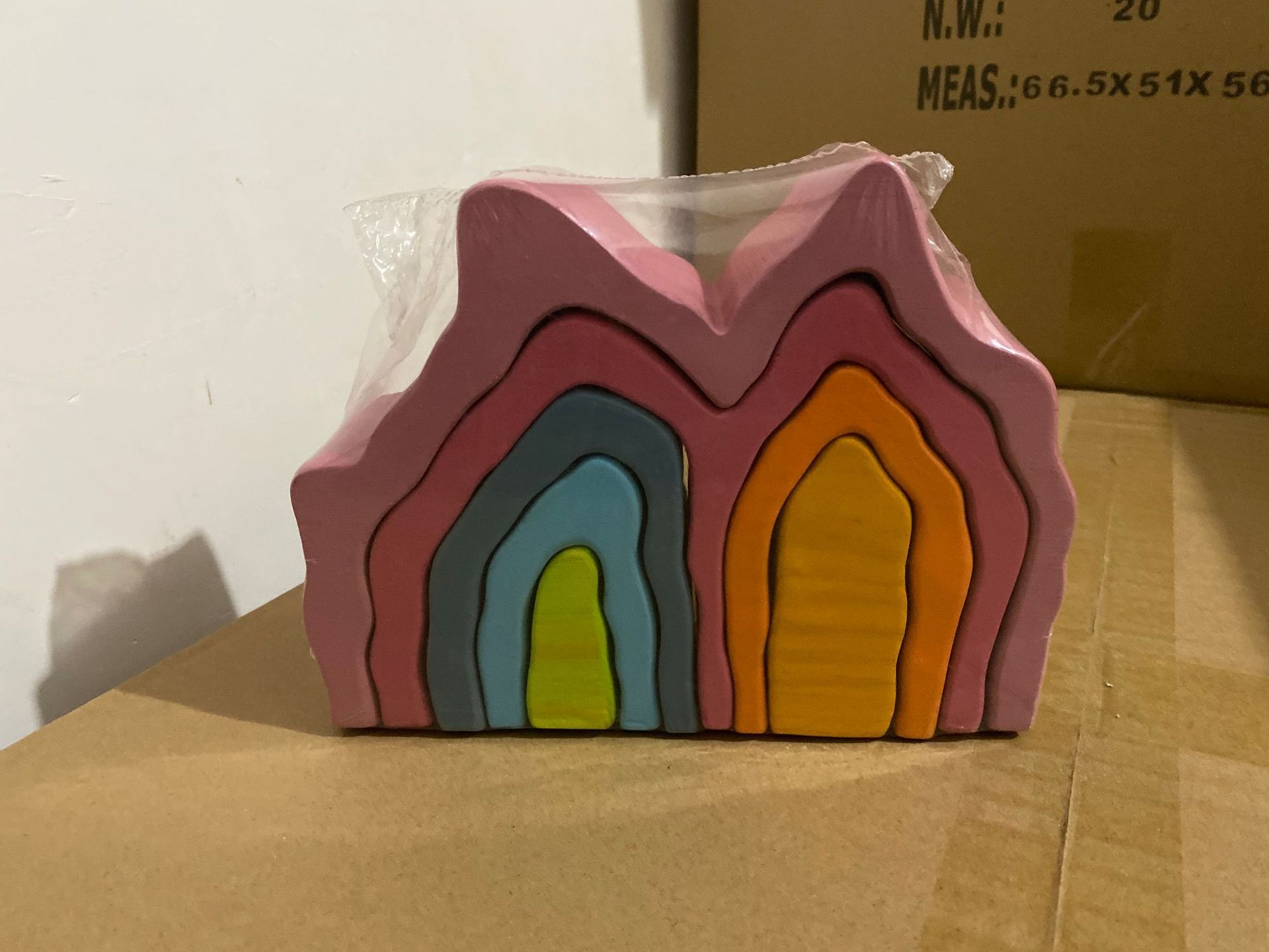 Large Rainbow Arch Building Blocks, 12-Piece Wooden Stacking Toy, Open-Ended Play, Montessori Inspired Coral