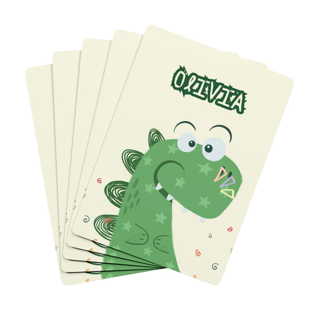 Personalized Cute Dinosaur Design Playing Cards – Customizable Deck for Family Fun