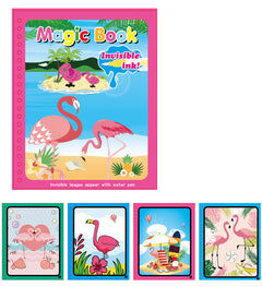 Children's Magic Water Painting Book – Reusable Coloring Activity for Kids Flamingo