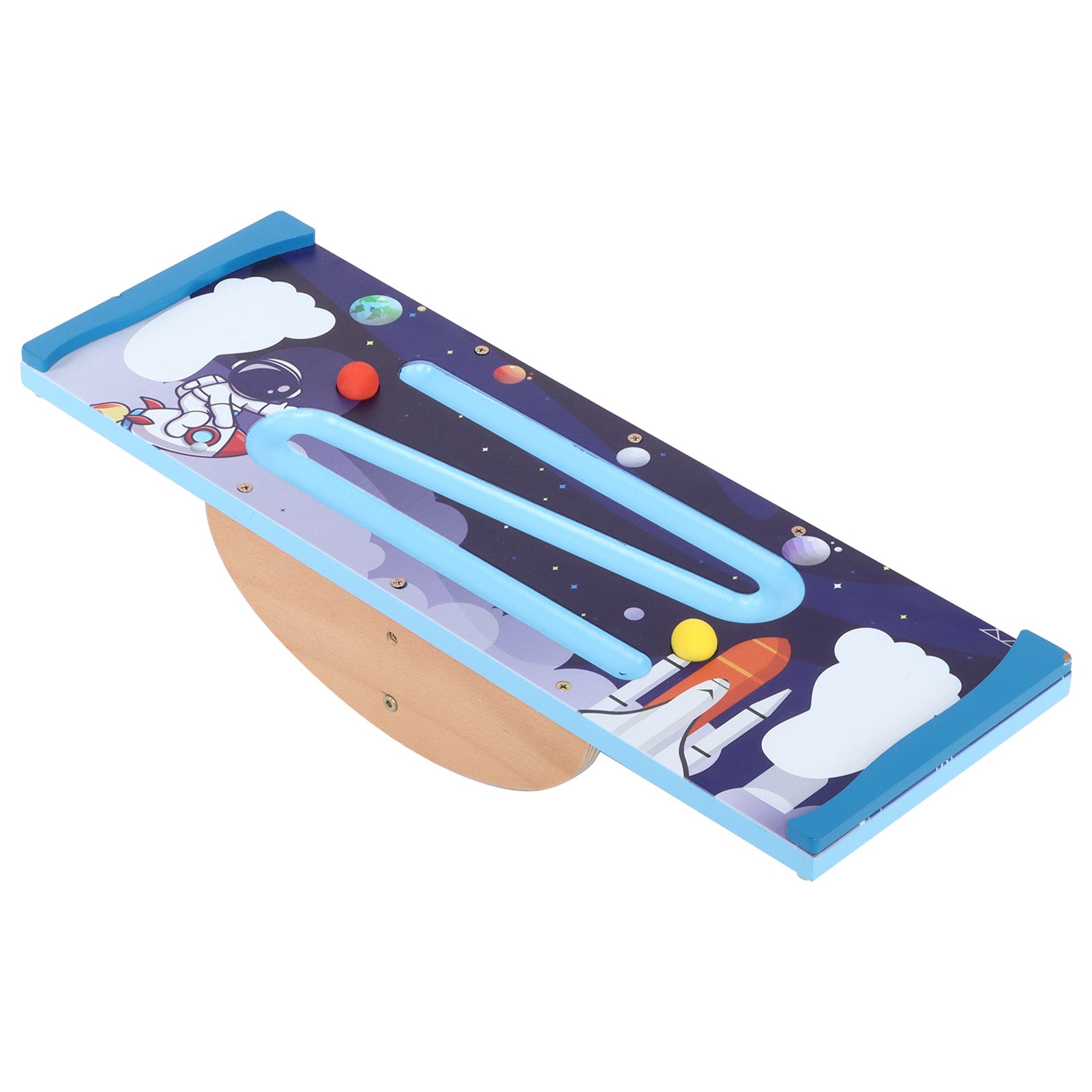 Wooden Balancing Board for Kids – Under Desk Anti-Slip Roller Balance Trainer | Develops Coordination & Core Strength