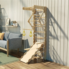 Foldable Montessori Wooden Pikler Triangle Set – Indoor Toddler Climbing Gym with Ladder & Slide | Eco-Friendly Pine Wood