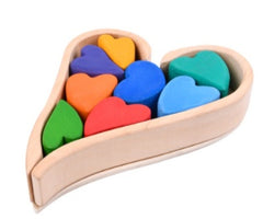 Large Rainbow Arch Building Blocks, 12-Piece Wooden Stacking Toy, Open-Ended Play, Montessori Inspired Heart