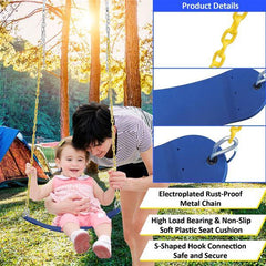 Heavy-Duty 2-Seat Swing Set with Saucer Swing – 440lb Capacity A-Frame Outdoor Playset for Kids