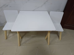 Kids Wooden Table & 2 Chairs Set – Toddler Activity Play Furniture, White