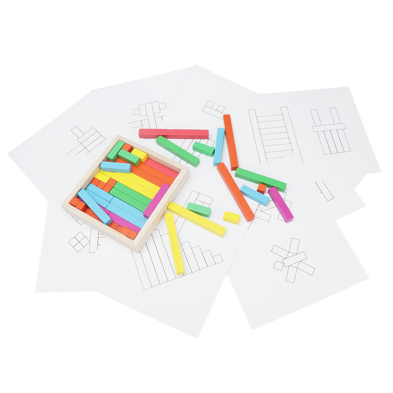 Wooden Counting Sticks & Colorful Cuisenaire Rods Kit for Kids - Hands-On Math Manipulatives for Learning Numbers & Addition, Homeschool Supplies (Ages 3+)