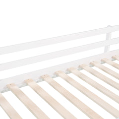 Twin Size Loft Bed with Slide, Staircase & Chalkboard – White Solid Wood Kids Bed