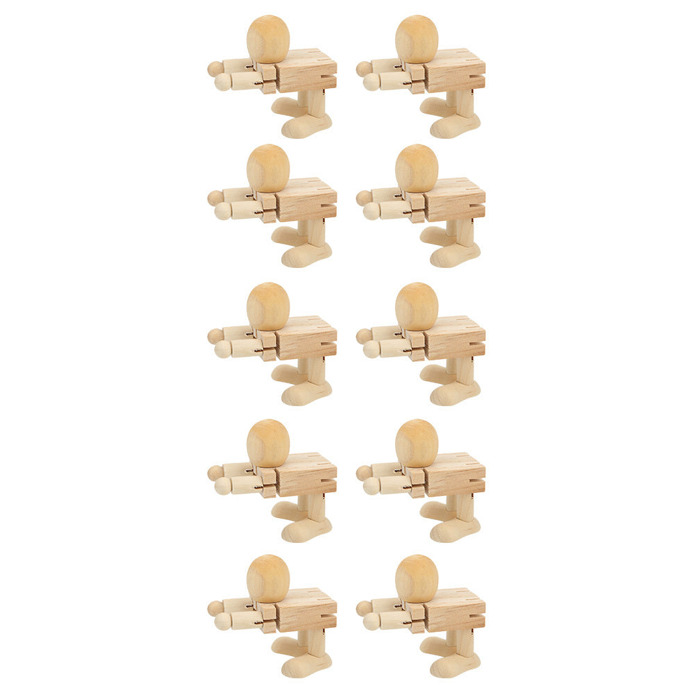 Wooden Jointed Robot Figures - DIY Painting Crafts & Desk Toy for Kids & Adults - Flexible Wooden Robots for Home Decor & Creative Play (Set of 10)
