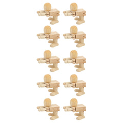 Wooden Jointed Robot Figures - DIY Painting Crafts & Desk Toy for Kids & Adults - Flexible Wooden Robots for Home Decor & Creative Play (Set of 10)