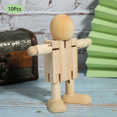Wooden Jointed Robot Figures - DIY Painting Crafts & Desk Toy for Kids & Adults - Flexible Wooden Robots for Home Decor & Creative Play (Set of 10)