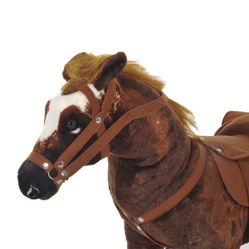 Sound-Making Ride-On Horse for Toddlers 3–5 – Plush Toy with Neighing & Galloping Sounds, Padded Seat, Brown