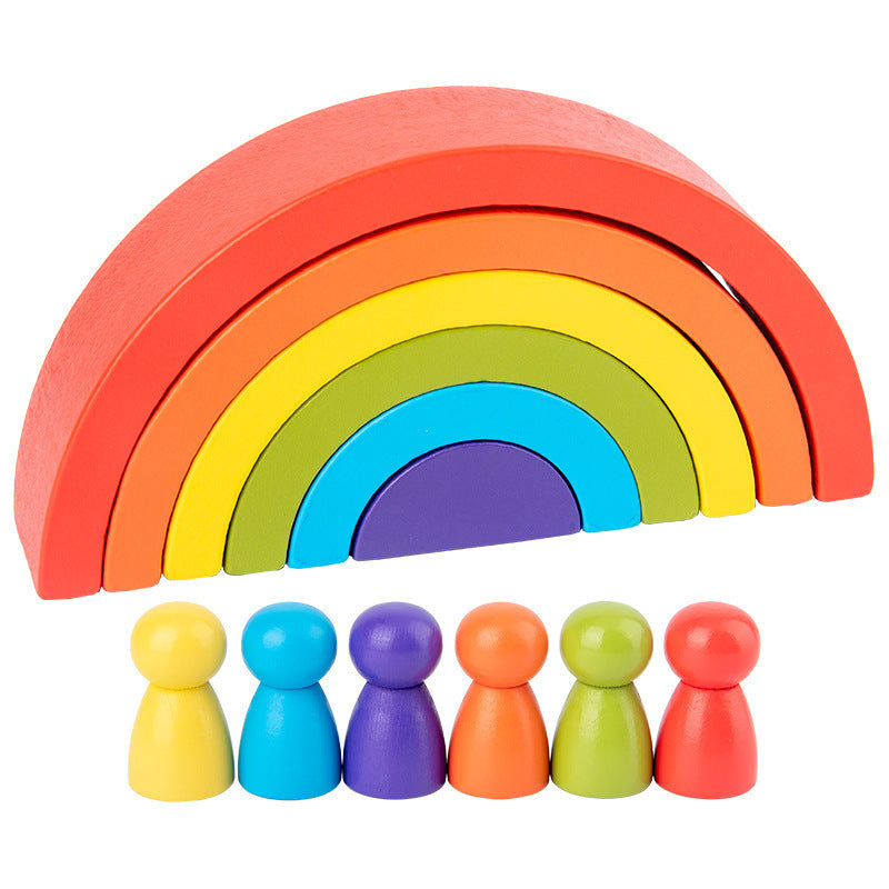 Wooden Rainbow Arched Stackers – Colorful Montessori Stacking Toy for Kids, Open-Ended Play & Fine Motor Skill Development Rainbow arched stackers