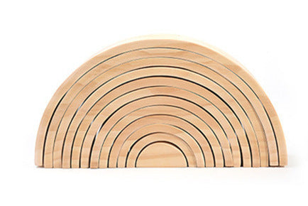 Large Rainbow Arch Building Blocks, 12-Piece Wooden Stacking Toy, Open-Ended Play, Montessori Inspired Large log colors12pcs
