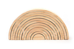 Large Rainbow Arch Building Blocks, 12-Piece Wooden Stacking Toy, Open-Ended Play, Montessori Inspired Large log colors12pcs