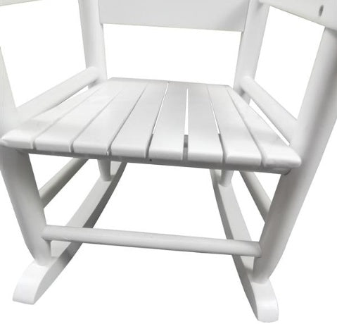 Children's White Wooden Rocking Chair – Solid Poplar Wood, Indoor/Outdoor Use