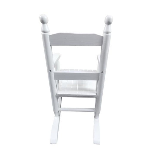 Children's White Wooden Rocking Chair – Solid Poplar Wood, Indoor/Outdoor Use