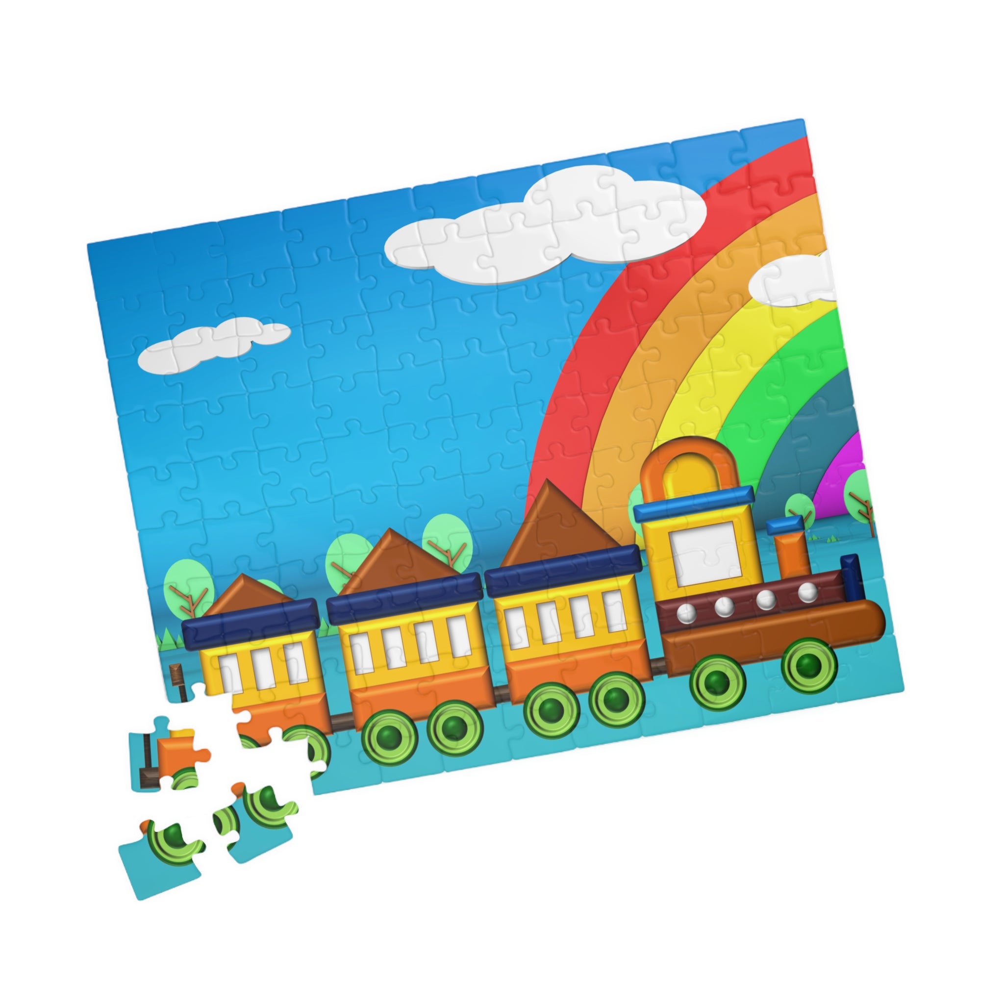 Colorful Train Puzzle - 110 Piece Set for Kids and Family Fun