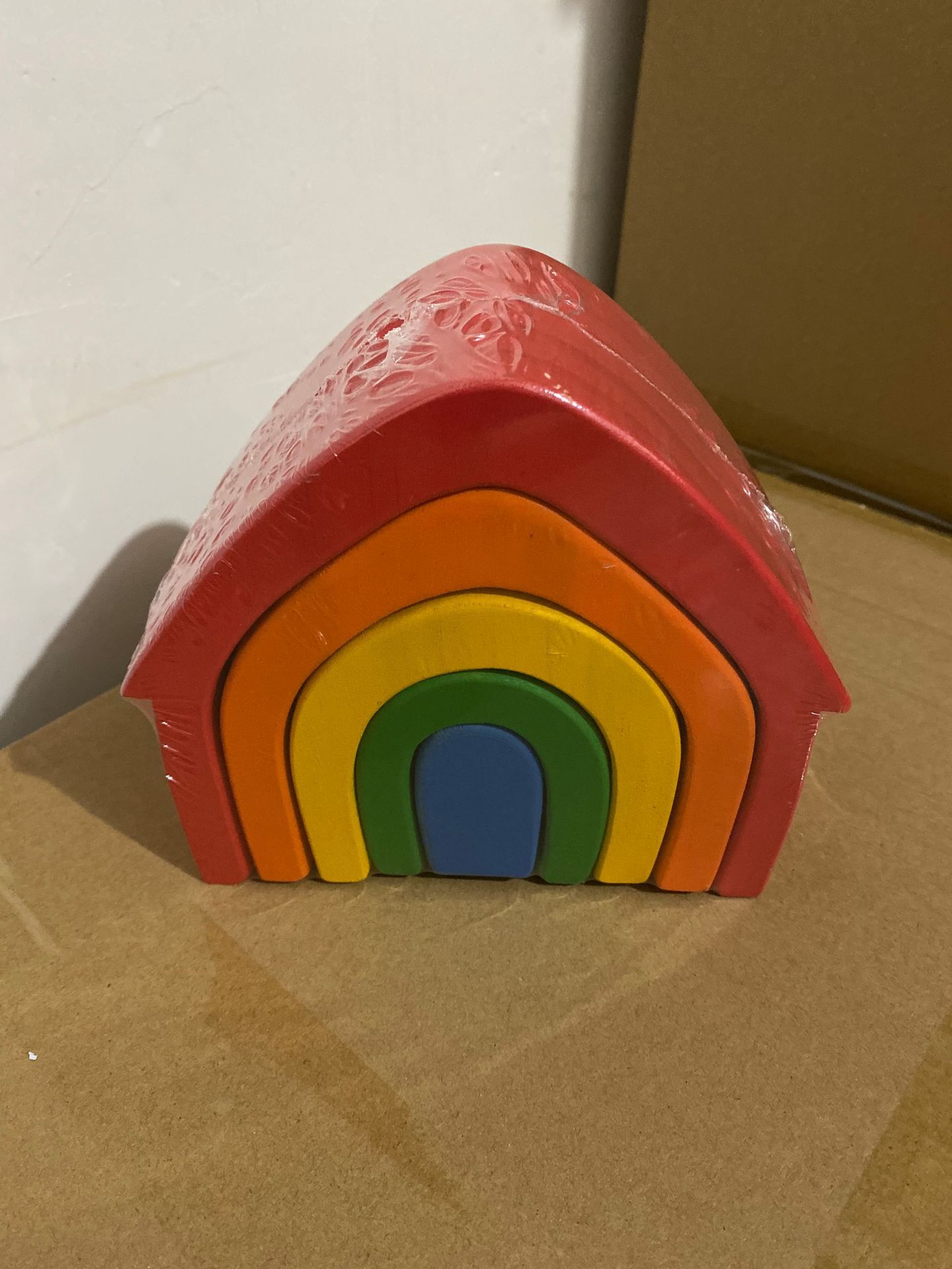 Large Rainbow Arch Building Blocks, 12-Piece Wooden Stacking Toy, Open-Ended Play, Montessori Inspired House