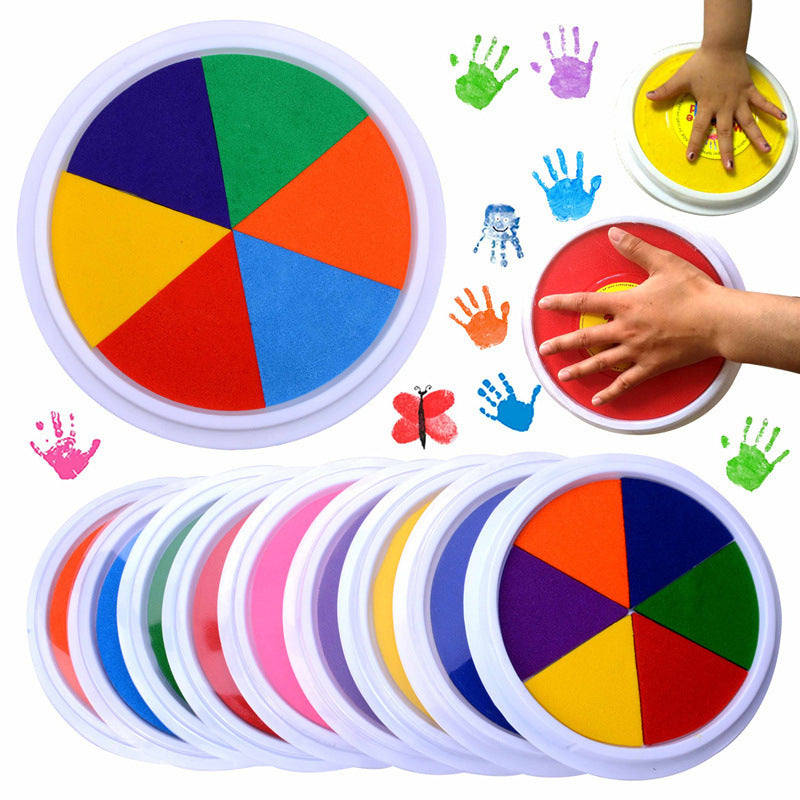 Non-Toxic Washable Fingerprint Inkpad for Kids – 16cm Plastic-Covered Ink Pad for Early Childhood Development and Parent-Child Activities