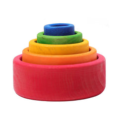 Large Rainbow Arch Building Blocks, 12-Piece Wooden Stacking Toy, Open-Ended Play, Montessori Inspired Rainbow bowl