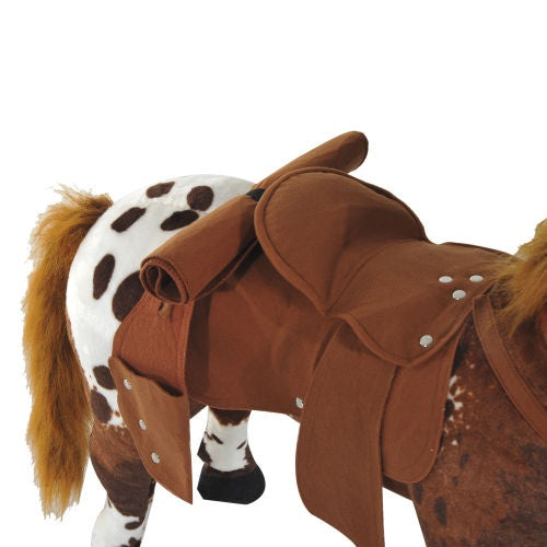 Sound-Making Ride-On Horse for Toddlers 3–5 – Plush Toy with Neighing & Galloping Sounds, Padded Seat, Brown