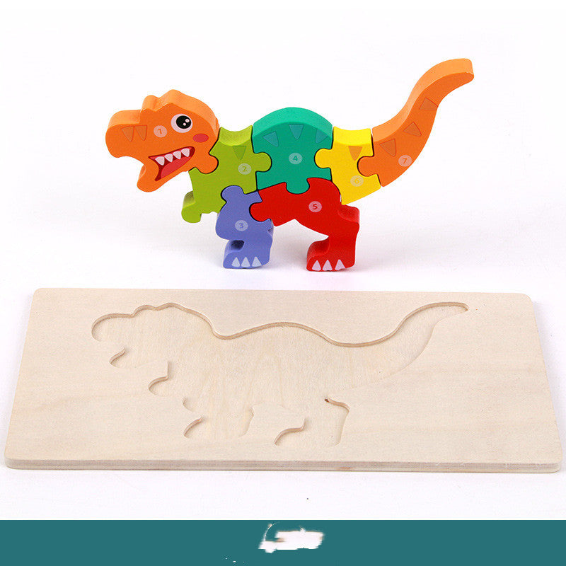 Number Matching Wooden 3D Dinosaur Puzzles – Educational Toy for Kids Aged 4-6, Enhances Cognitive Development and Fine Motor Skills Tyrannosaurus Rex