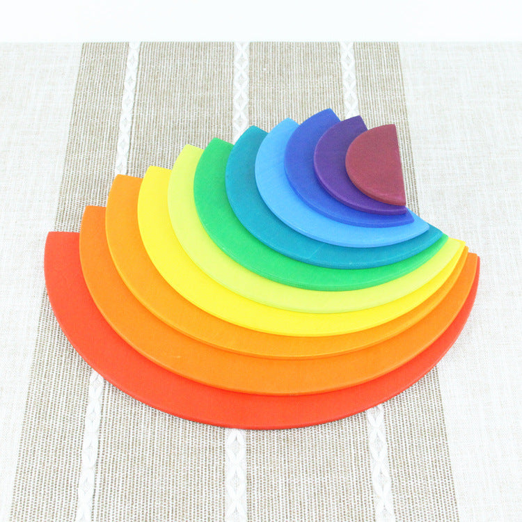 Large Rainbow Arch Building Blocks, 12-Piece Wooden Stacking Toy, Open-Ended Play, Montessori Inspired Semicircle11pcs