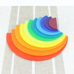 Large Rainbow Arch Building Blocks, 12-Piece Wooden Stacking Toy, Open-Ended Play, Montessori Inspired Semicircle11pcs