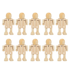 Wooden Jointed Robot Figures - DIY Painting Crafts & Desk Toy for Kids & Adults - Flexible Wooden Robots for Home Decor & Creative Play (Set of 10)