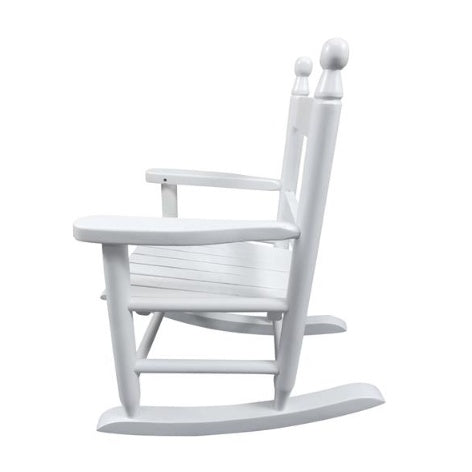Children's White Wooden Rocking Chair – Solid Poplar Wood, Indoor/Outdoor Use