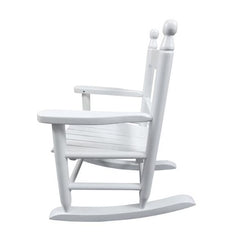 Children's White Wooden Rocking Chair – Solid Poplar Wood, Indoor/Outdoor Use