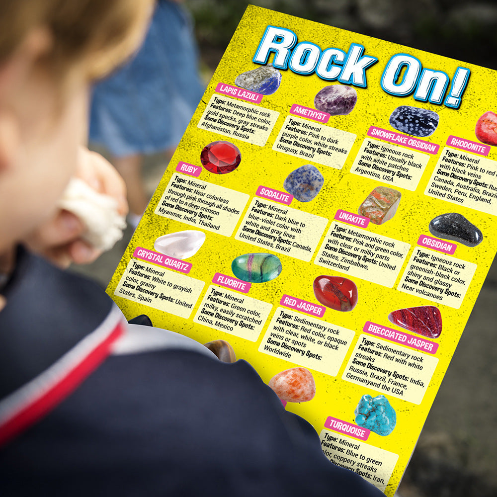 Rock Collection Kit for Kids – 36-Piece Gemstones and Crystals Set with Educational Learning Guide