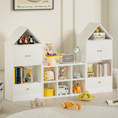 Versatile Children's Bookshelf with House-Shaped Design – Multi-Functional Storage Organizer for Books and Toys, Adjustable Placement, Durable MDF Construction, Easy Assembly, Safe for Kids