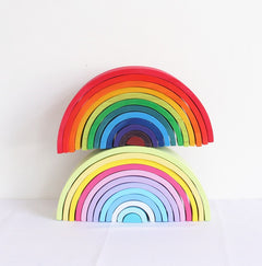 Large Rainbow Arch Building Blocks, 12-Piece Wooden Stacking Toy, Open-Ended Play, Montessori Inspired
