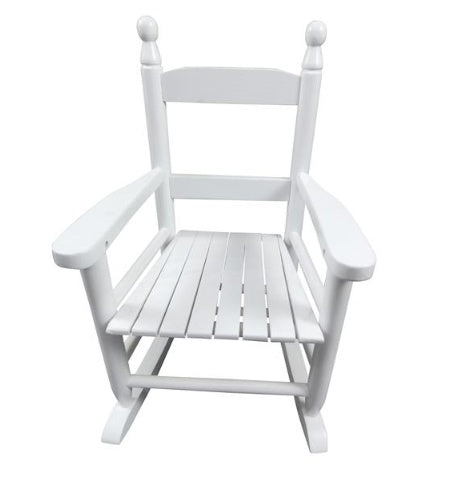 Children's White Wooden Rocking Chair – Solid Poplar Wood, Indoor/Outdoor Use