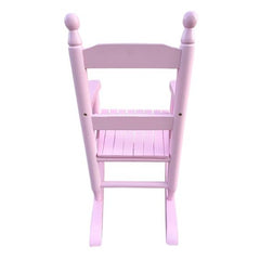 Light Pink Wooden Children's Rocking Chair – Indoor/Outdoor Populus Wood Rocker for Kids