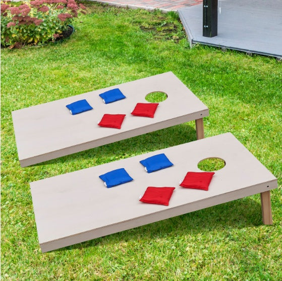 Portable Cornhole Set, Outdoor Lawn Game, Wooden Corn Hole Boards with Bags & Carrying Case Acacia wood