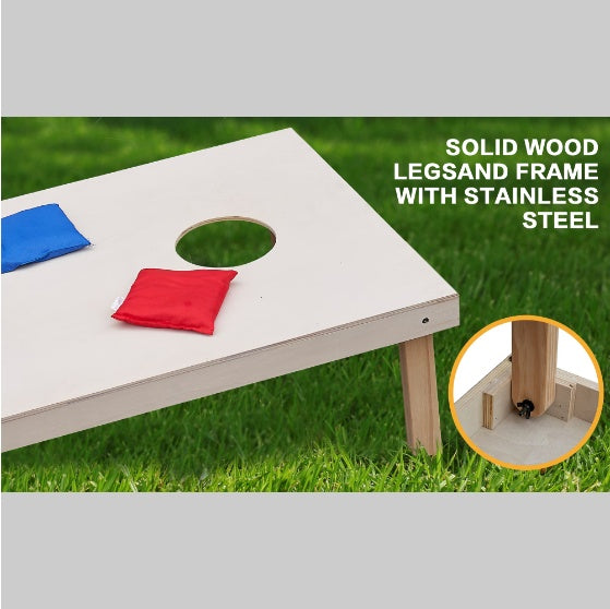 Portable Cornhole Set, Outdoor Lawn Game, Wooden Corn Hole Boards with Bags & Carrying Case