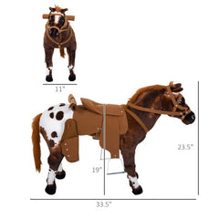 Sound-Making Ride-On Horse for Toddlers 3–5 – Plush Toy with Neighing & Galloping Sounds, Padded Seat, Brown