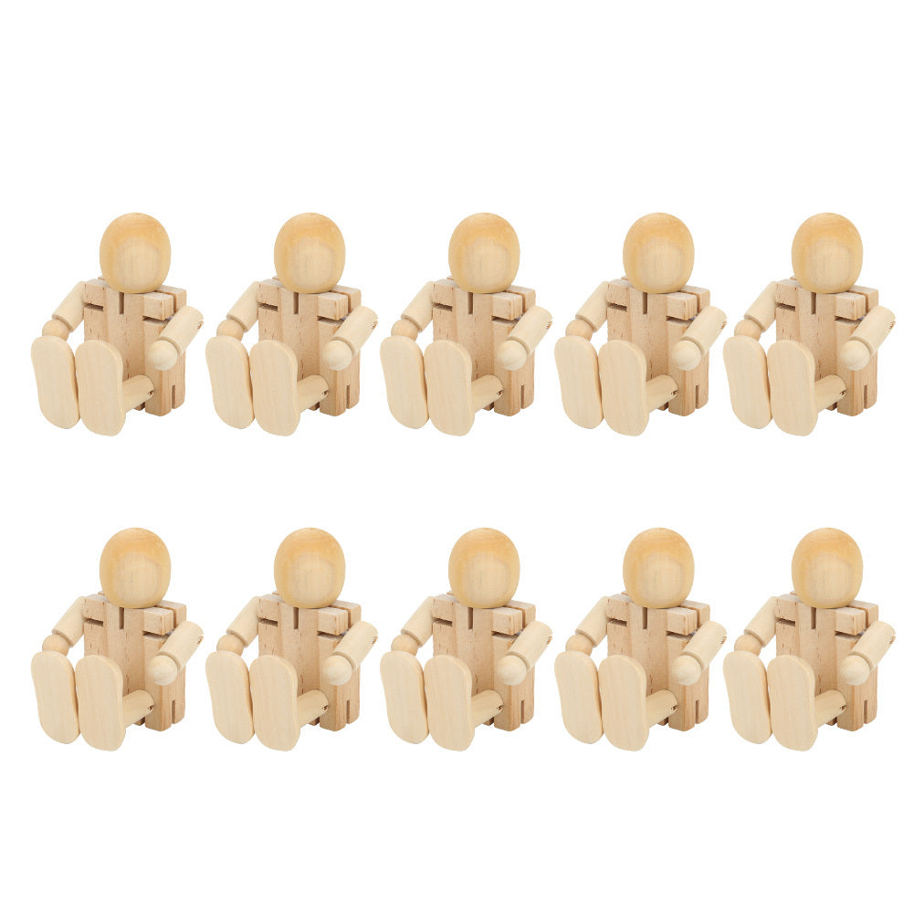 Wooden Jointed Robot Figures - DIY Painting Crafts & Desk Toy for Kids & Adults - Flexible Wooden Robots for Home Decor & Creative Play (Set of 10)