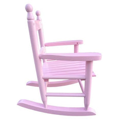 Light Pink Wooden Children's Rocking Chair – Indoor/Outdoor Populus Wood Rocker for Kids